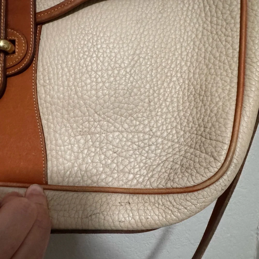 Dooney & Bourke Beige and Brown Leather Briefcase Shoulder Bag